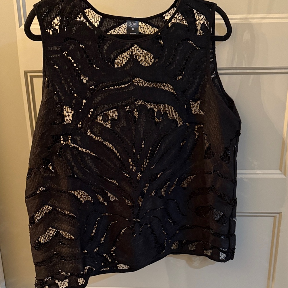 City Streets Black Lace Sleeveless Blouse